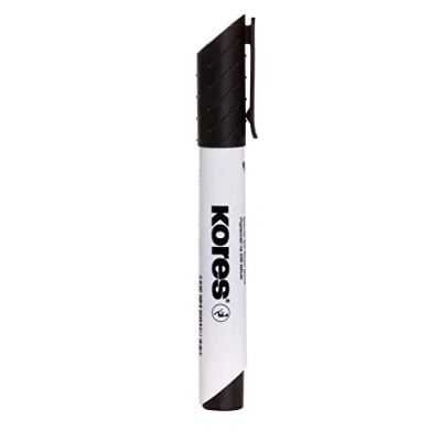 Image of Kores Black Whiteboard Marker Pens K XW1, with Round Tip and Low Odour Ink Dry Wipe School Supplies, Office Supplies Single Pack