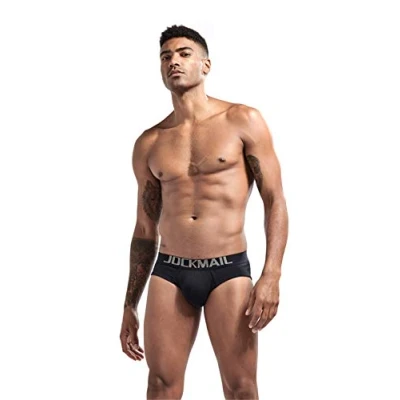 Image of JOCKMAIL Sexy Men Underwear Briefs Cotton Mens Low Waist Breathable Boxer M to XXL (M, Black)