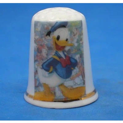 Image of Birchcroft Porcelain China Collectible Thimble Donald Duck Poster Dome Box