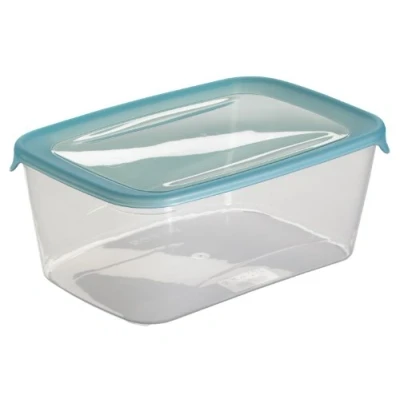Image of CURVER 180690 Fresh’N Go Airtight Rectangular Polypropylene Storage Container Transparent/Blue, Transparent/Bleu, 2L
