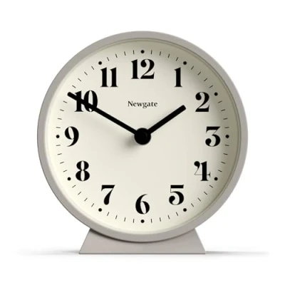 Image of NEWGATE® Theatre Mantel Clock Silent Sweep &#039;No Tick&#039; Small Clocks Minimalist Dial (Stone)