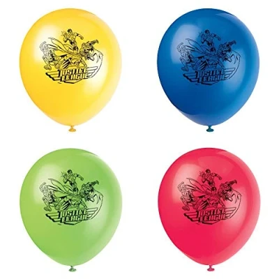 Image of Justice League Assorted Color Latex Balloons (30cm) Pack of 8 Perfect for Themed Parties and Celebrations