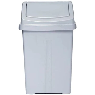 Image of HOMION 50L Swing Bin White,Silver,Teal,Purple,Cream Rubbish Dustbin Plastic Lided Bins Home Kitchen Office (Soft Grey)