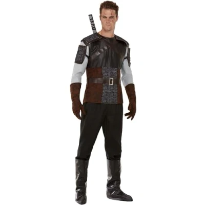 Image of Smiffys Wild Hunter Costume, Brown Top, Gloves &amp; Boot Covers, Historical Fancy Dress, Icons/Celebrities Dress Up Costumes