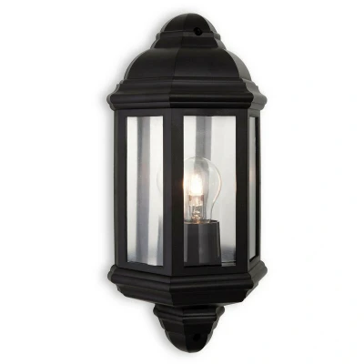Image of Firstlight Park Anti Corrosion Style Half Lantern in Black and Clear Glass