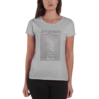 Image of Joy Division T Shirt Space Lady Logo Official Womens Skinny Fit Heather Grey L
