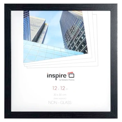Image of Hampton Frames OXFORD 12x12 (30x30cm) Black Square Picture Poster Photo Frame Plexi (Non Glass) OXF1212NGX