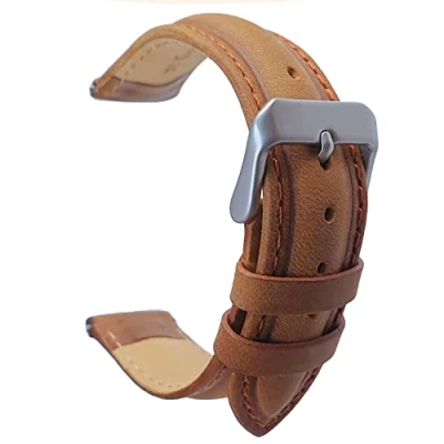 Image of Talk Time Genuine Suede Leather Padded Watch Strap Tan 20mm