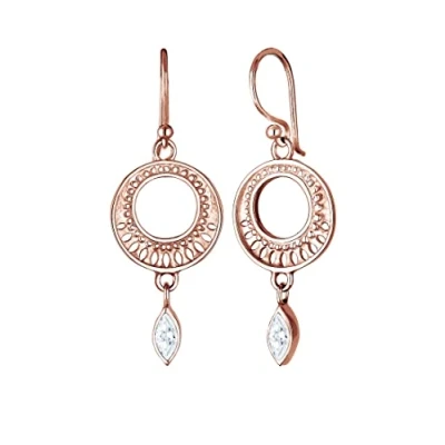 Image of Elli Earrings 925 Sterling Silver Rose Goldplated Heart Crystal