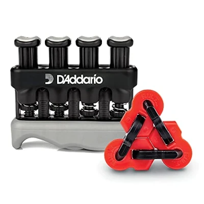 Image of D&#039;Addario Varigrip Finger Strengthener with Fiddilink Exerciser and Guitar Trainer Simulated Strings for Callus Building Strengthening Coordination Tool Players
