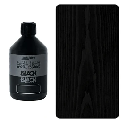 Image of Littlefair&#039;s Water Based Wood Dye Special Colours Range Indoor and Outdoor Use Environmentally Friendly Black (500ml)