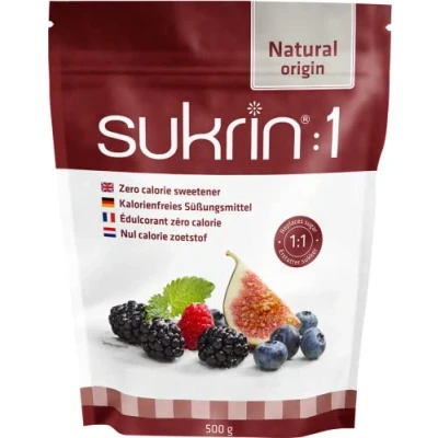 Image of Sukrin:1 All Natural Sugar Substitute with Erythritol &amp; Stevia, Zero Calorie Sweetener for Keto Low Carb Diets, Gluten Free, Vegan, 500g