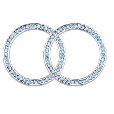 Image of Futheda 2pcs Car One Key Engine Start Button Ring Sticker Emblem Crystal Rhinestone Auto Ignition &amp; Bling Interior Decorative Diamante Unique Luxury Gift Blue
