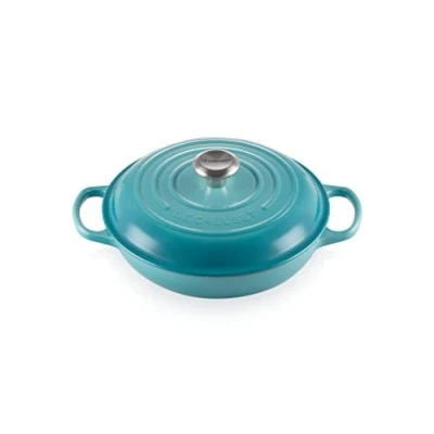 Image of Le Creuset Signature Teal Cast Iron 26cm Shallow Casserole