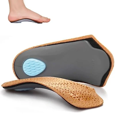 Image of Orthotic Insoles 3/4 Length, Half Plantar Fasciitis Support with Metatarsal Pad Heel Cushion, Light Leather Foot Shoe Inserts for Women and Men, High Arch Flat Feet Walking Exercising, M