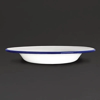 Image of Olympia Enamel Soup Plate of Steel Heat and Chemical Resistant 245mm Pack 6