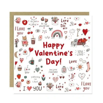 Image of RED OCEAN HAPPY Valentines Day Card For Husband Wife Novelty Him Her Romantic Boyfriend Girlfriend Love With Envelope