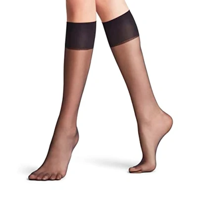Image of FALKE Women&#039;s Shelina 12 DEN W KH Ultra Sheer Plain 1 Pair Knee High Socks, Black (Black 3009), 5.5 8