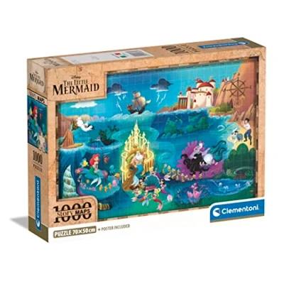 Image of Clementoni 39783 Disney Little Mermaid 1000 Pieces Adult Jigsaw Puzzles, Made in Italy, Multi Coloured