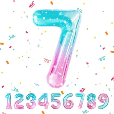 Image of Number 7 Balloons 7,Rainbow Balloon 40 Inch Giant Helium Foil for Boys Girls Party Decor Birthday Anniversary Graduation Decorations Supplies