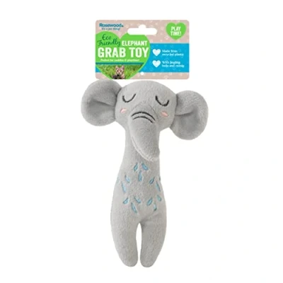 Image of Rosewood Eco Friendly Elephant Plush Cat Toy Soft, Durable Grab Made from Recycled Plastic, Perfect for Play and Grabbing, Safe Engaging All Cats
