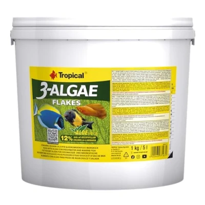 Image of Tropical 3 algae Flakes 5L / 1kg Food with for freshwater and marine fish