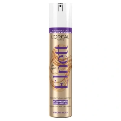 Image of L&#039;Oréal Paris Elnett Hair Spray, Anti Brassiness With Up to 72H Hold, Neutralise Unwanted Yellow Tones, Frizz Protection, For Blonde &amp; White Hair, 200ml
