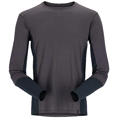 Image of Rab Syncrino Base LS Tee Long Sleeve T Shirt for Skiing, Trekking, &amp; Climbing Graphene Medium