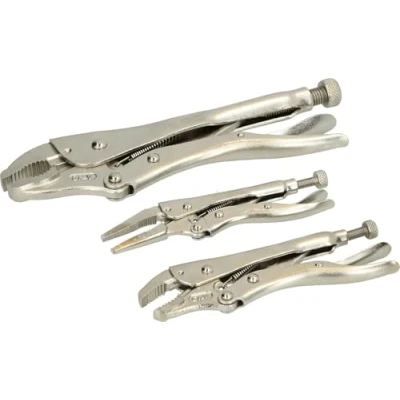 Image of BRILLIANT TOOLS Locking Pliers Set, Chromium Vanadium, Tool Steel, 3 TLG