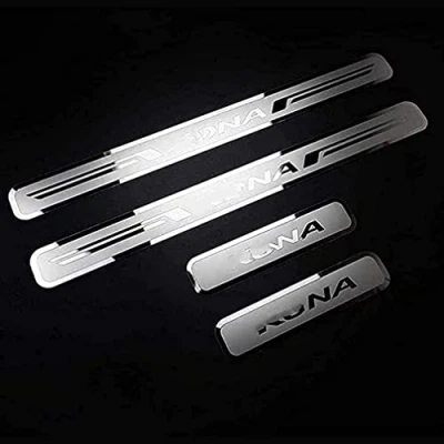 Image of Ever TA 4Pcs Car Door Sill Protector Strips Hyun dai Kona 2017 2018 2019 2020 2021 2022, Stainless Steel Kick Plates Scuff Guard Threshold Styling Decor Accessories, Silver
