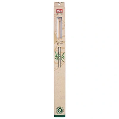 Image of Prym Single Pointed Knitting Pins Bamboo 33 cm 3.00 mm, Natural, One Size