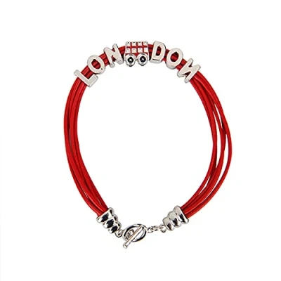 Image of StickyRico1 British Bracelet England Union Jack Taxi Bus Souvenir (RED strap London)