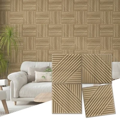 Image of Art3d 33 Pack 3D Wall Panels for Interior Decor, Textured Accent Paneling Living Room, Bedroom, TV Background, 12&quot;x12&quot; Walnut