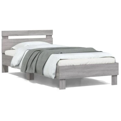 Image of vidaXL Bed Frame without Mattress with LED Lights Grey Sonoma 100x200 cm