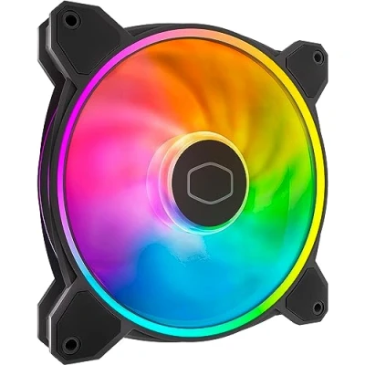 Image of Cooler Master MasterFan MF140 Halo2 ARGB Case &amp; Cooling Fan, Dual Ring Addressable RGB Lighting, Rifle Bearing, Enlarged Air Balance Blades with Jam Sensor Protection Upgraded Driver IC 140mm