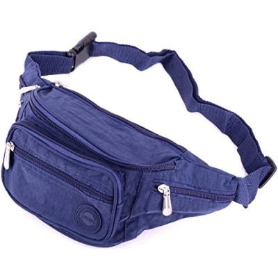 Image of Mens/Ladies/Womens Crinkled Nylon Bum Bag/Waist Bag/Money Holder Navy