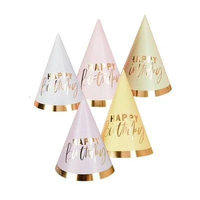 Image of Hootyballoo 10 Pack Pastel &#039;Happy Birthday&#039; Party Hats Birthday Partyware HBPP206