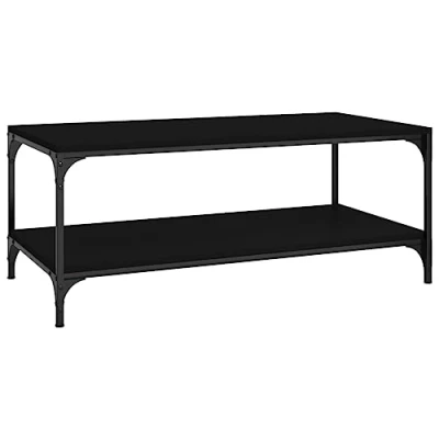 Image of vidaXL Coffee Table Black 100x50x40 cm Engineered Wood Side Accent End