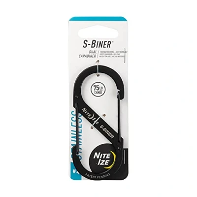Image of Nite Ize Clip S Biner Carabineer Style #4 75 Lb Stainless Steel Black Carded