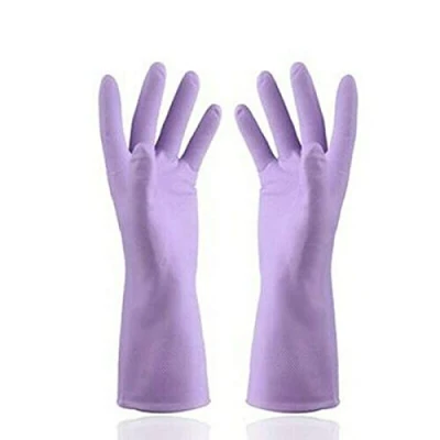 Image of Cut Resistant Protective Silicone Rubber Dish Washing Gloves Scrubber Cleaning (purple)