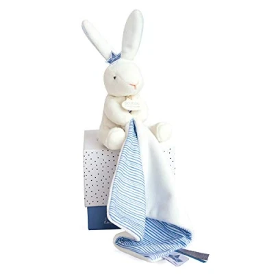 Image of Doudou et Compagnie Matelot DC3514 Rabbit Puppet with Blanket Blue