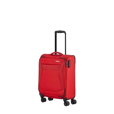 Image of travelite 4 wheel suitcase hand luggage soft shell, IATA boarding size; series CHIOS, trolley with edge protection + clip on function, 55 cm, 34 litres