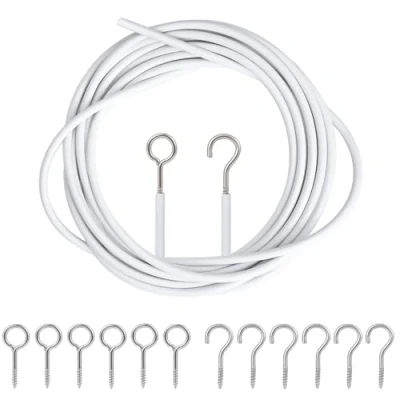 Image of Net Curtain Wire 3 Meter includes 6 Eyes and Hooks for hanging Curtains?