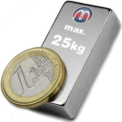 Image of Neodymium Block Magnet 40 x 20 10mm N42, Nickel Coated Vertikal Pull 25 kg Super Strong Rectangular Magnets NdFeB Magnetic Blocks