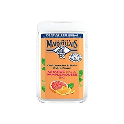 Image of Le Petit Marseillais Extra Gentle Bath &amp; Shower Gel Orange Grapefruit Organic 650ml
