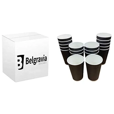 Image of Belgravia Black Ripple Tripple Walled Paper Cups 8oz (1000 Cups)