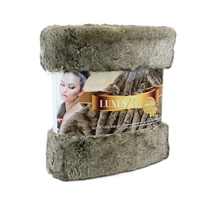 Image of Gözze Throw/Blanket, Smart Fur Look, Wolf Design, 150 x 200 cm Grey