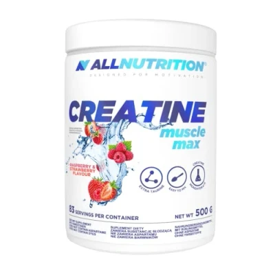 Image of ALLNUTRITION Creatine Muscle Max Food Suplement Monohydrate with Taurine Performance Boost and Recovery No Added Sugar Instant Powder 500g Raspberry Strawberry