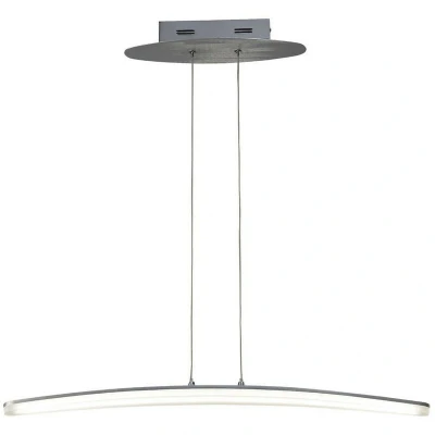Image of Hemisferic Ceiling Pendant 20W LED 70cm Bar 3000K, 1800lm, Satin Aluminium, Frosted Acrylic