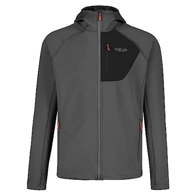 Image of Rab Men&#039;s Superflux Hoody Lightweight Fleece Jacket for Trekking &amp; Climbing Graphene/Black Large